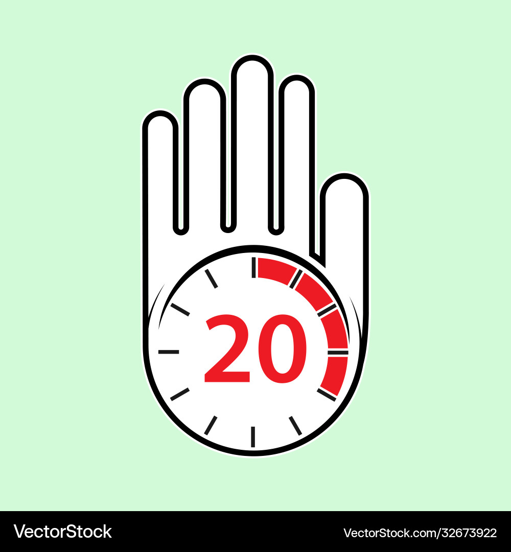 Raised open hand with a watch on it time for rest Vector Image