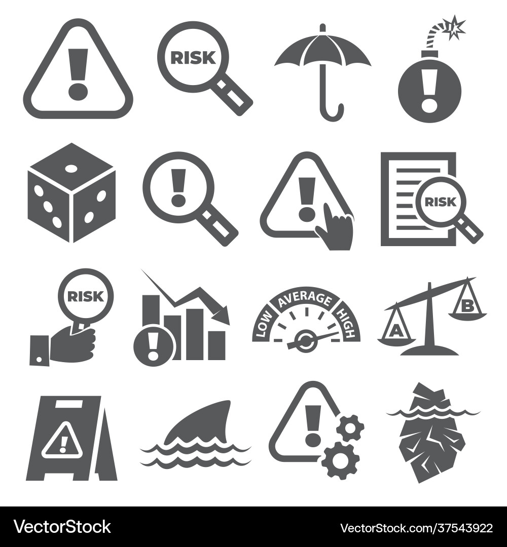 Risk icons set on white background Risk icons set on white background vector image