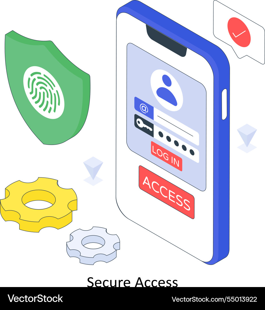 Secure access isometric colored eps vector image