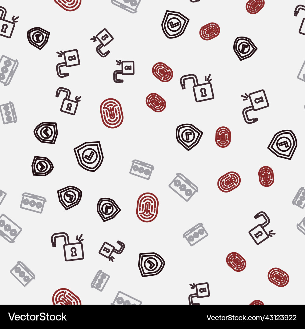 Set line shield with check mark open padlock Set line shield with check mark open padlock vector image