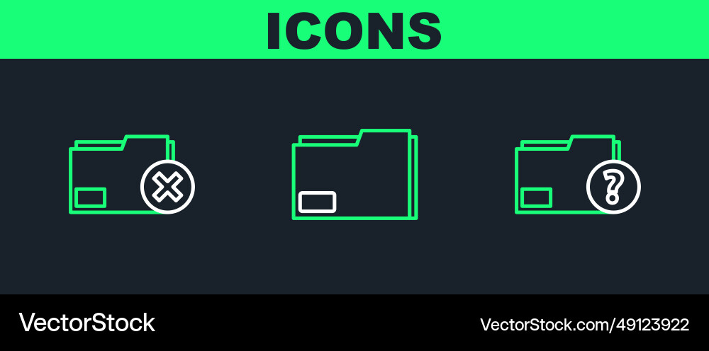 Set line unknown document folder delete Set line unknown document folder delete vector image