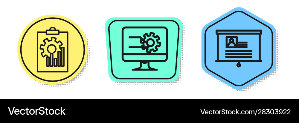 Zeilen-Clipboard mit Diagrammdiagramm-Computer einstellen Vektorbild