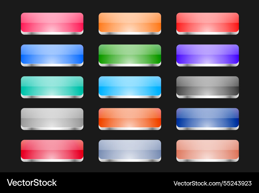 3d style colorful web button sign in set vector image