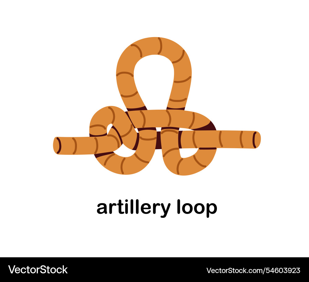 Artillery loop manharness knot rope tying Artillery loop manharness knot rope tying vector image