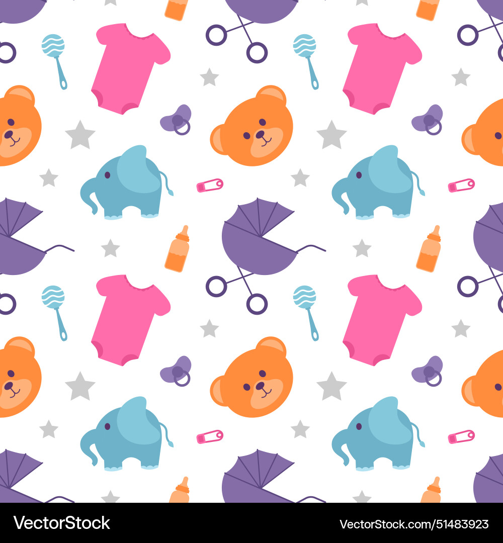 Baby seamless pattern design a set of simple Baby seamless pattern design a set of simple vector image