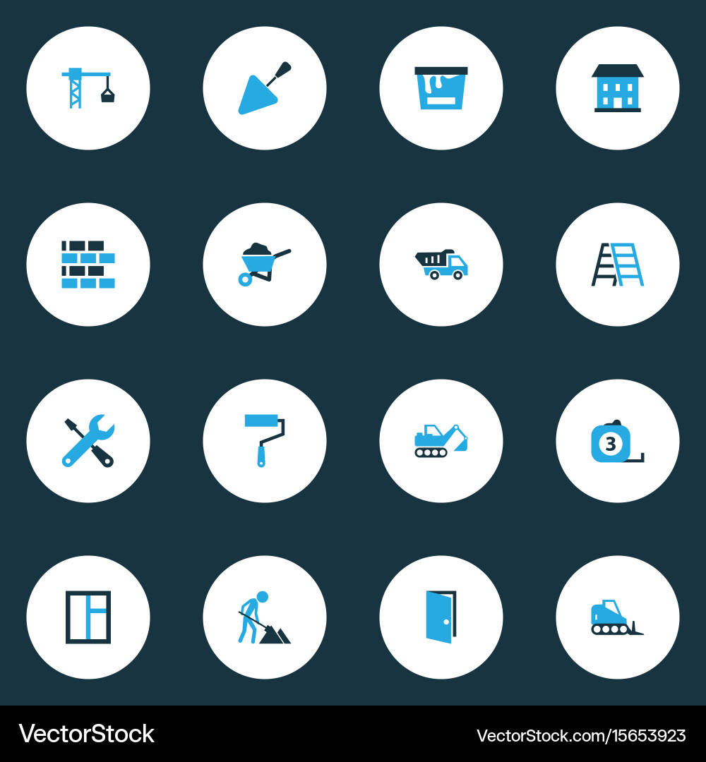 Building colorful icons set collection of paint vector image