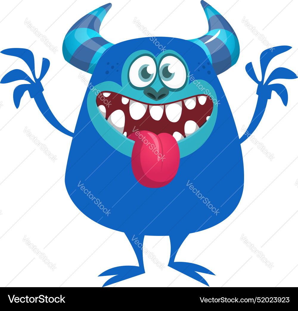 Cartoon happy monster with long tongue sticking Cartoon happy monster with long tongue sticking vector image