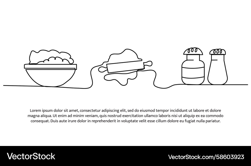 Continuous line design of dough making single Continuous line design of dough making single Vector Image