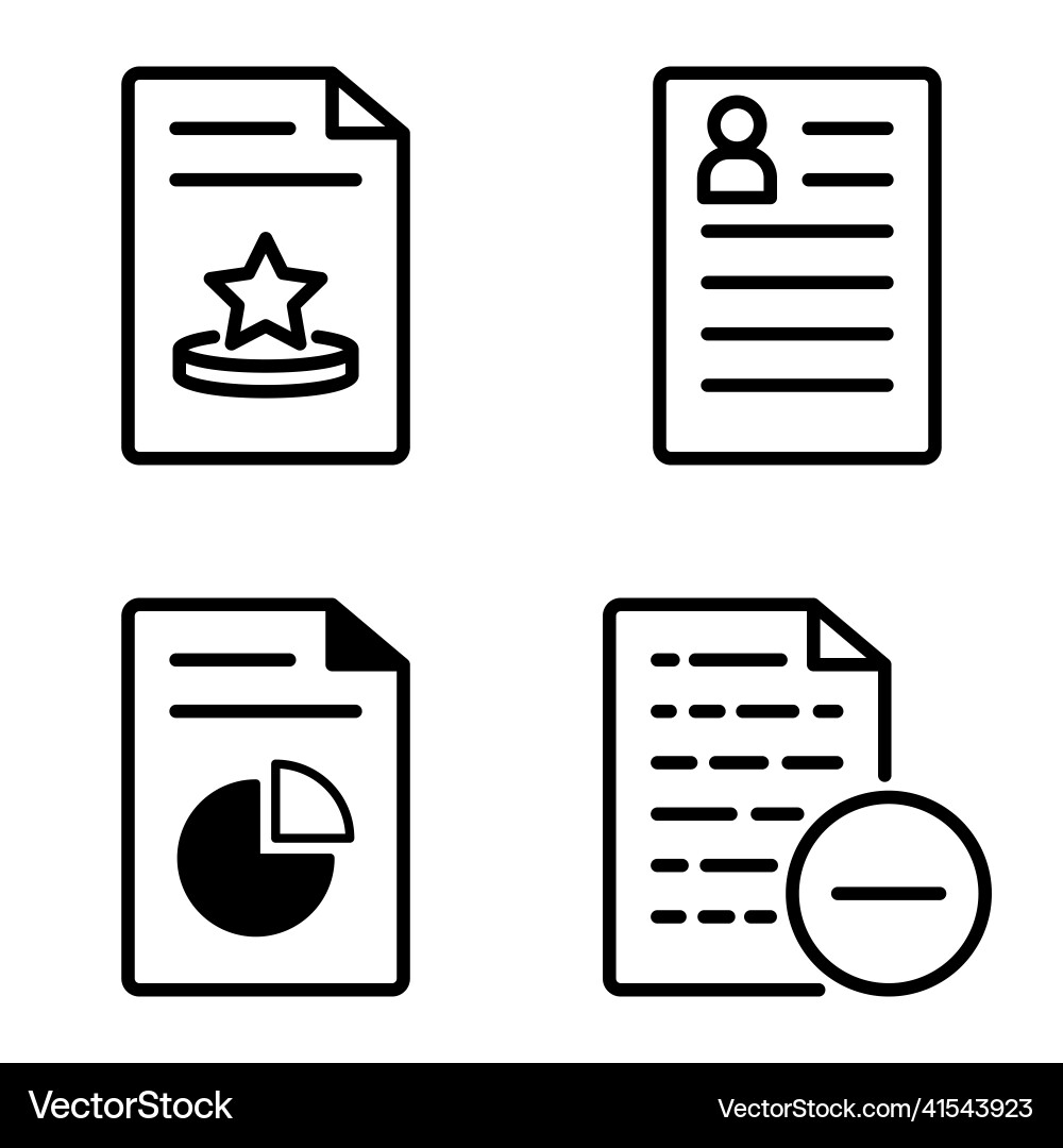 Docs1-2 flat icon set isolated on white background Vector Image