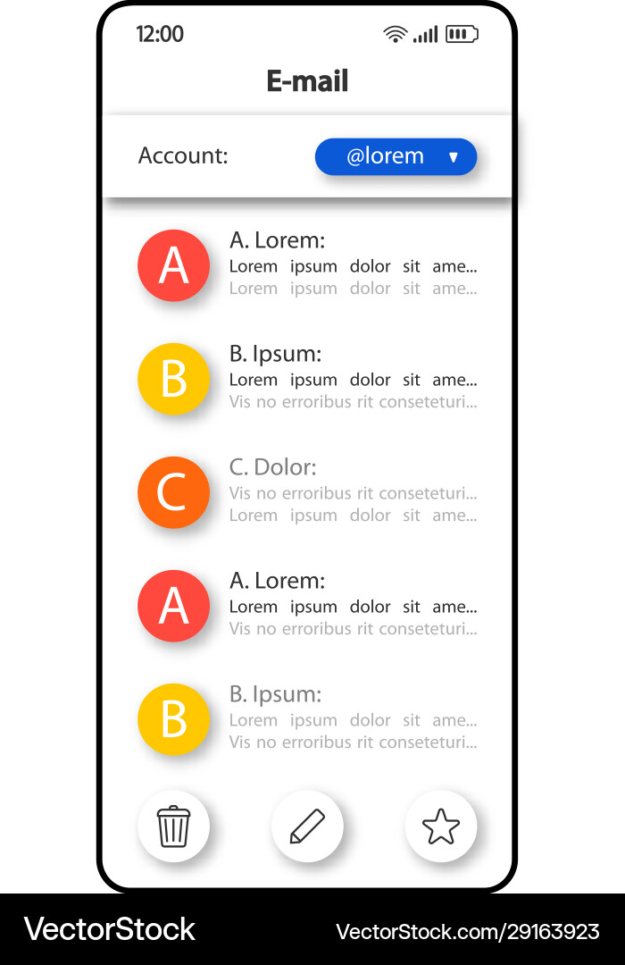 Email notifications smartphone interface template Email notifications smartphone interface template vector image