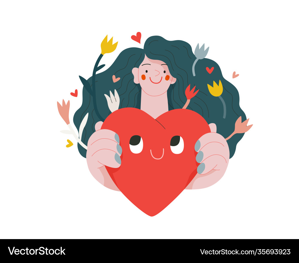 Frau geben ein Herz - Valentin Grafik Frau geben ein Herz - Valentin Grafik vektorbild