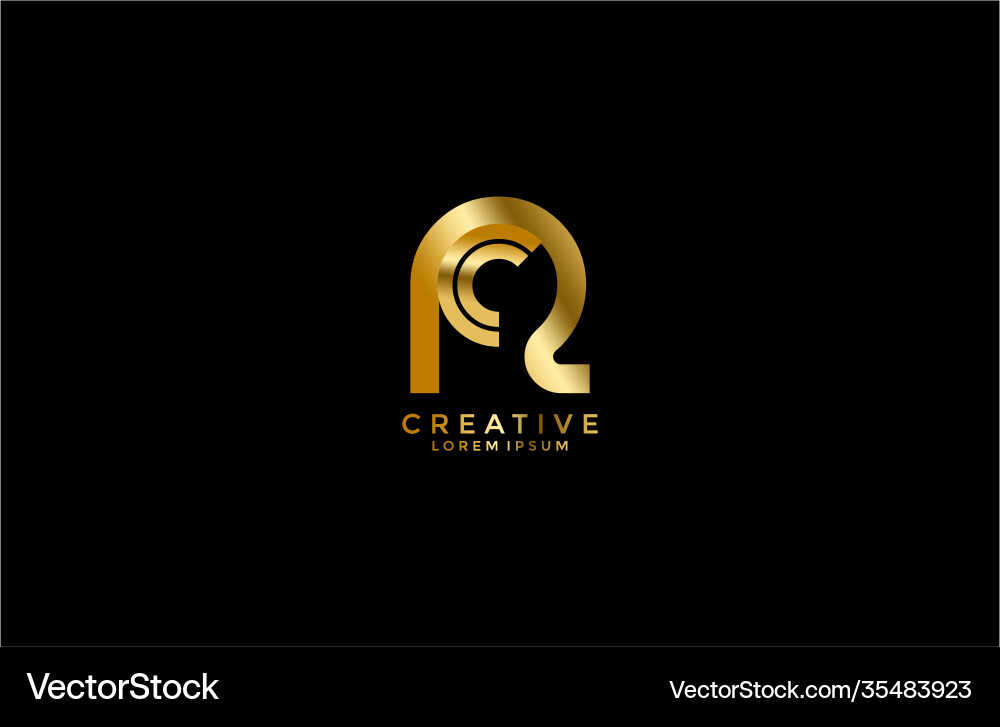 Initial rc connected style shape golden logotype Initial rc connected style shape golden logotype Vector Image
