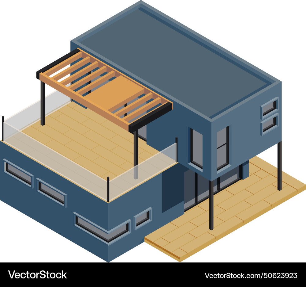 Modular cottage building composition Royalty Free Vector