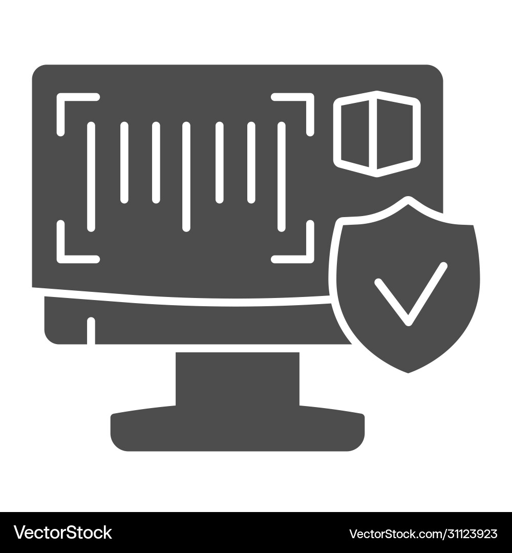 Monitor and product barcode solid icon logistic Monitor and product barcode solid icon logistic vector image