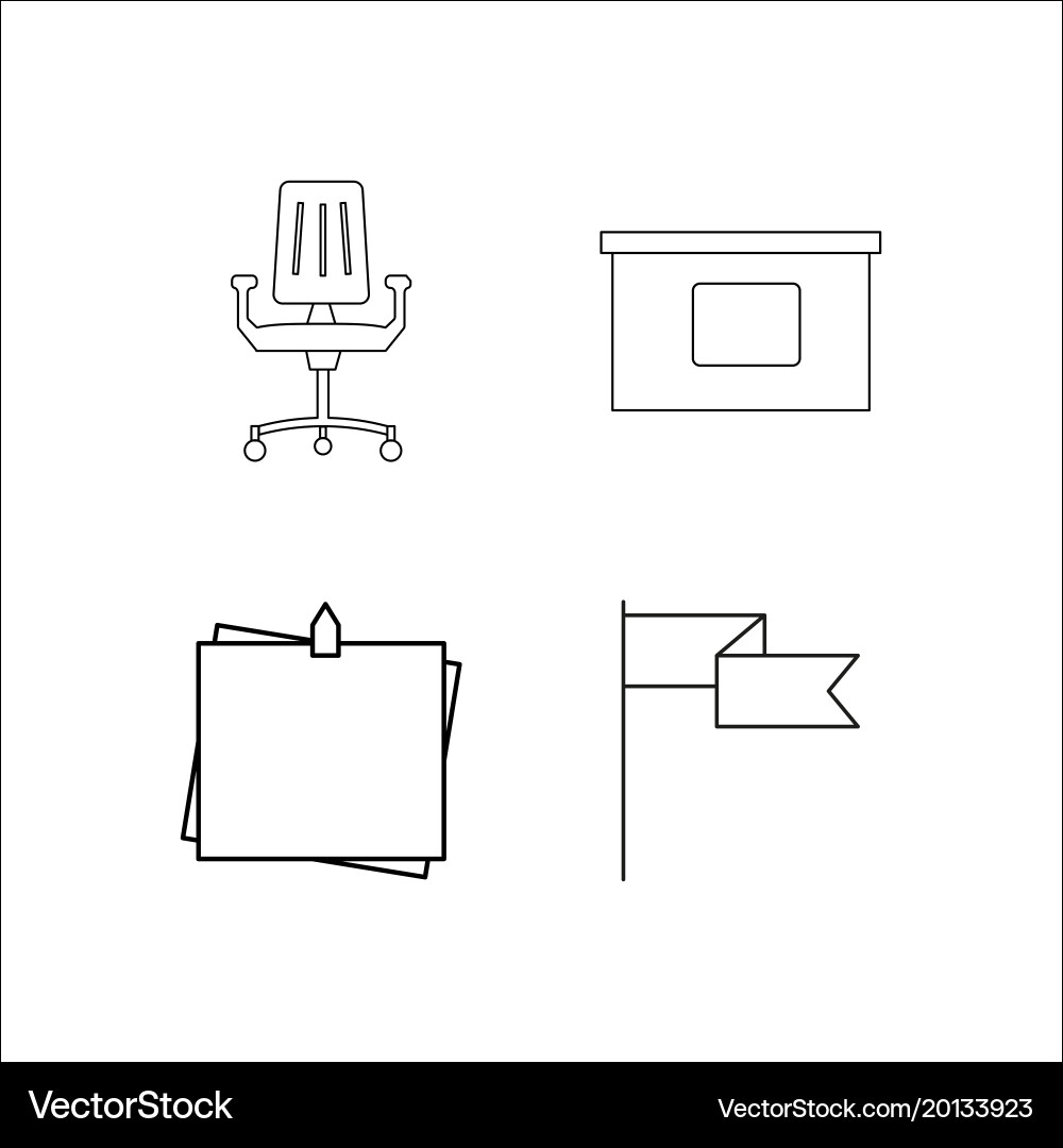Office simple linear icon setsimple outline icons Vector Image