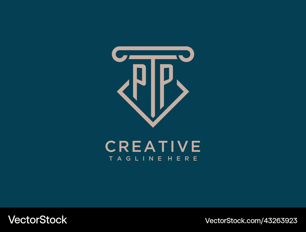Pp initial with pillar icon design clean Vector Image