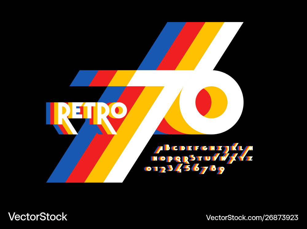 Retro Alphabet Font - Colorful Style vector image