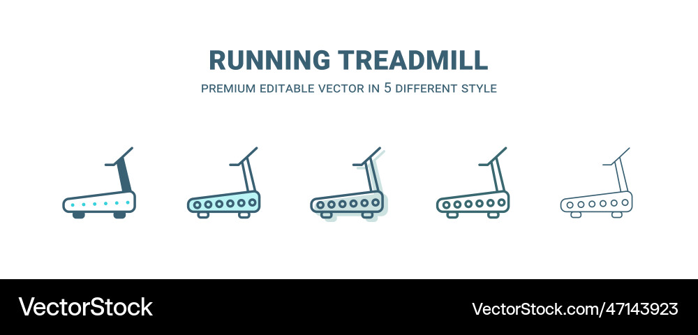 Running treadmill icon in 5 different style Running treadmill icon in 5 different style vector image