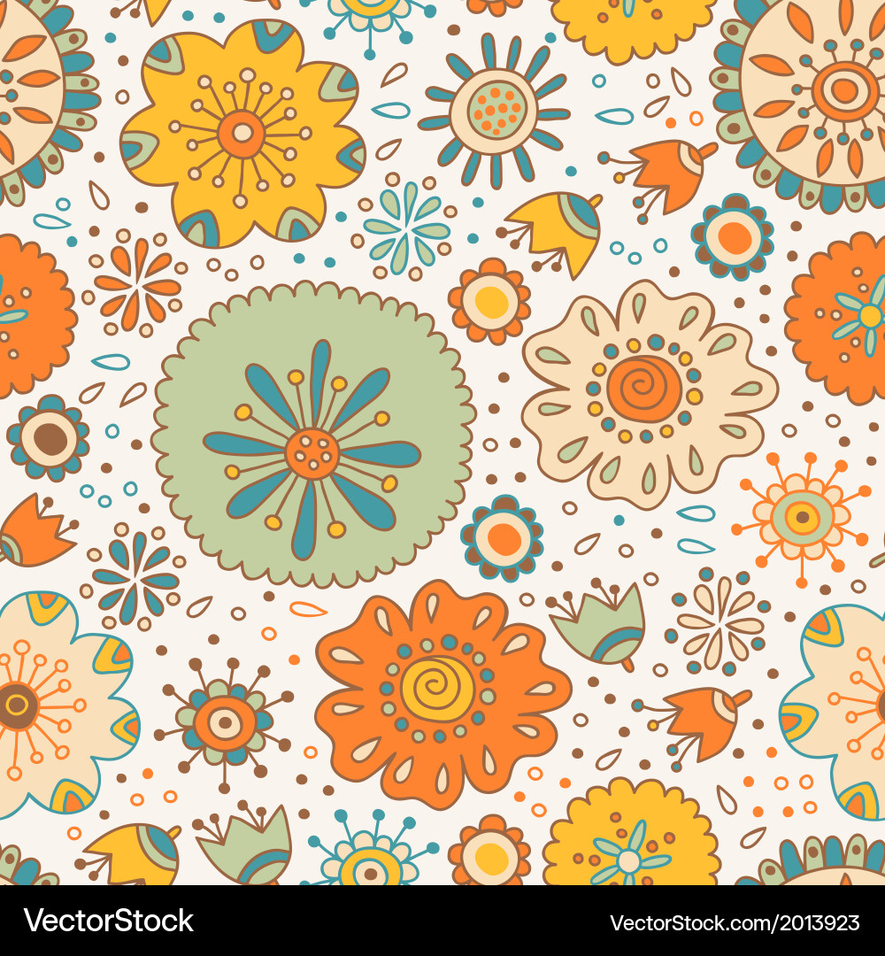 Seamless color floral pattern on background Vector Image