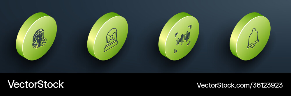 Set isometric rejection fingerprint motion sensor Set isometric rejection fingerprint motion sensor vector image