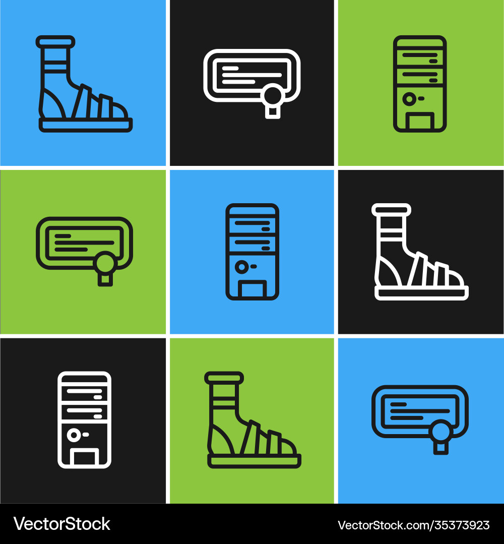 Set line slippers with socks computer Set line slippers with socks computer vector image