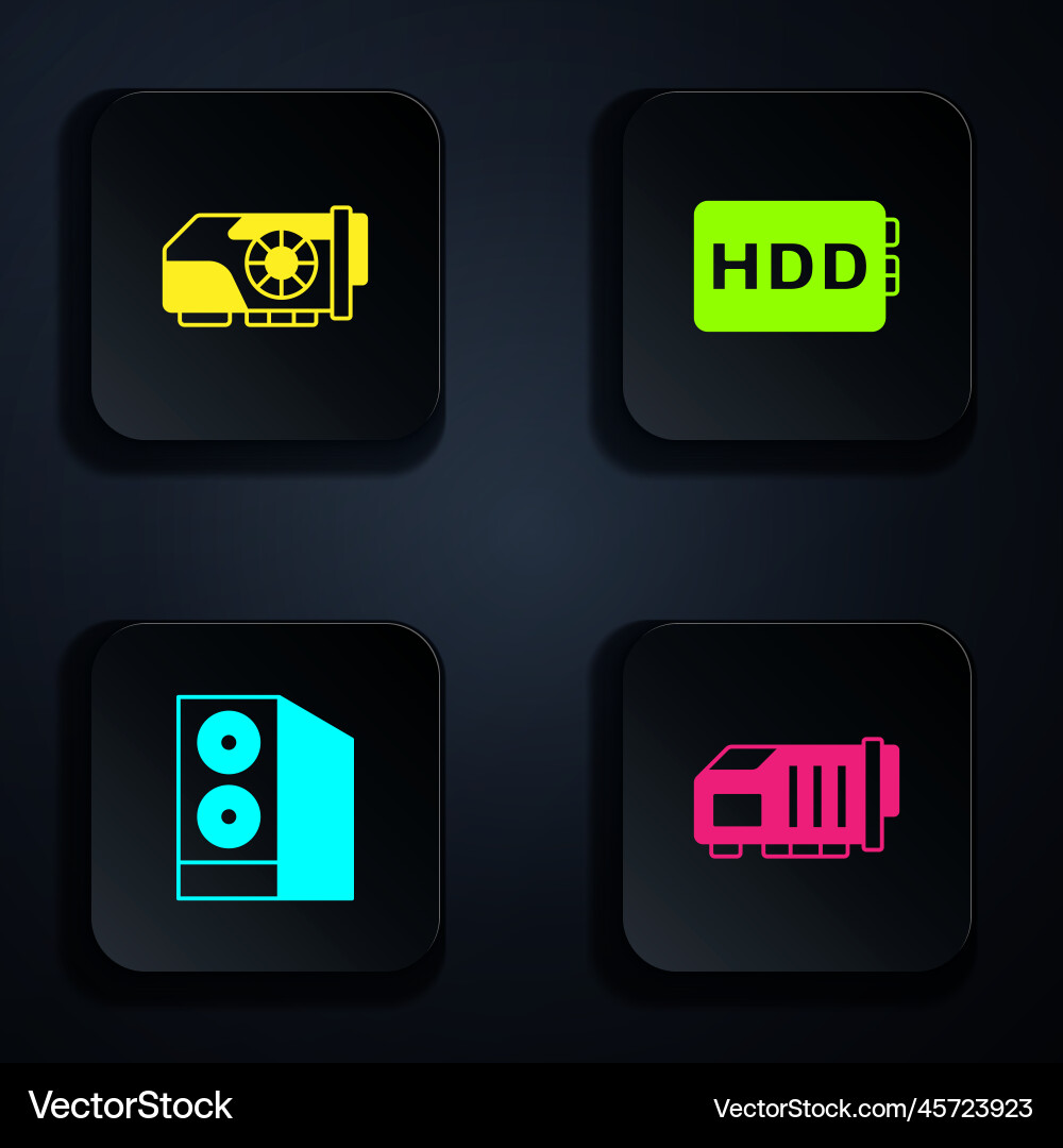 Set video graphic card case of computer Set video graphic card case of computer vector image