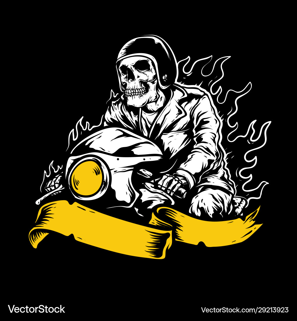 Skull Rider Motorcycle Art Vector Image