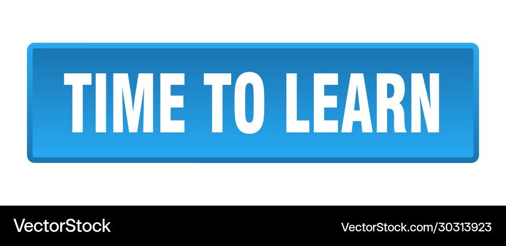 Time to learn button square blue vector image