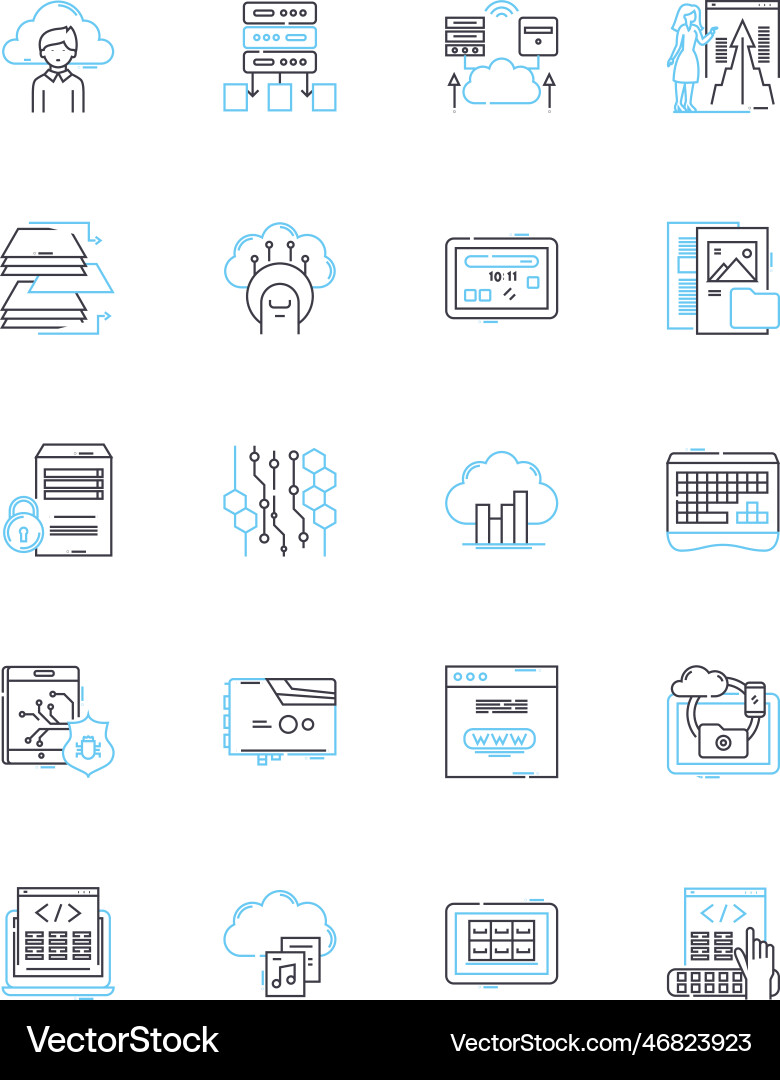 Web analytics linear icons set tracking analysis Web analytics linear icons set tracking analysis vector image