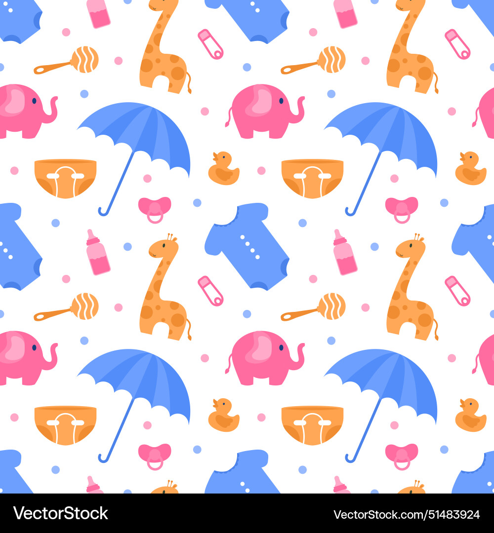 Baby seamless pattern design a set of simple Baby seamless pattern design a set of simple vector image