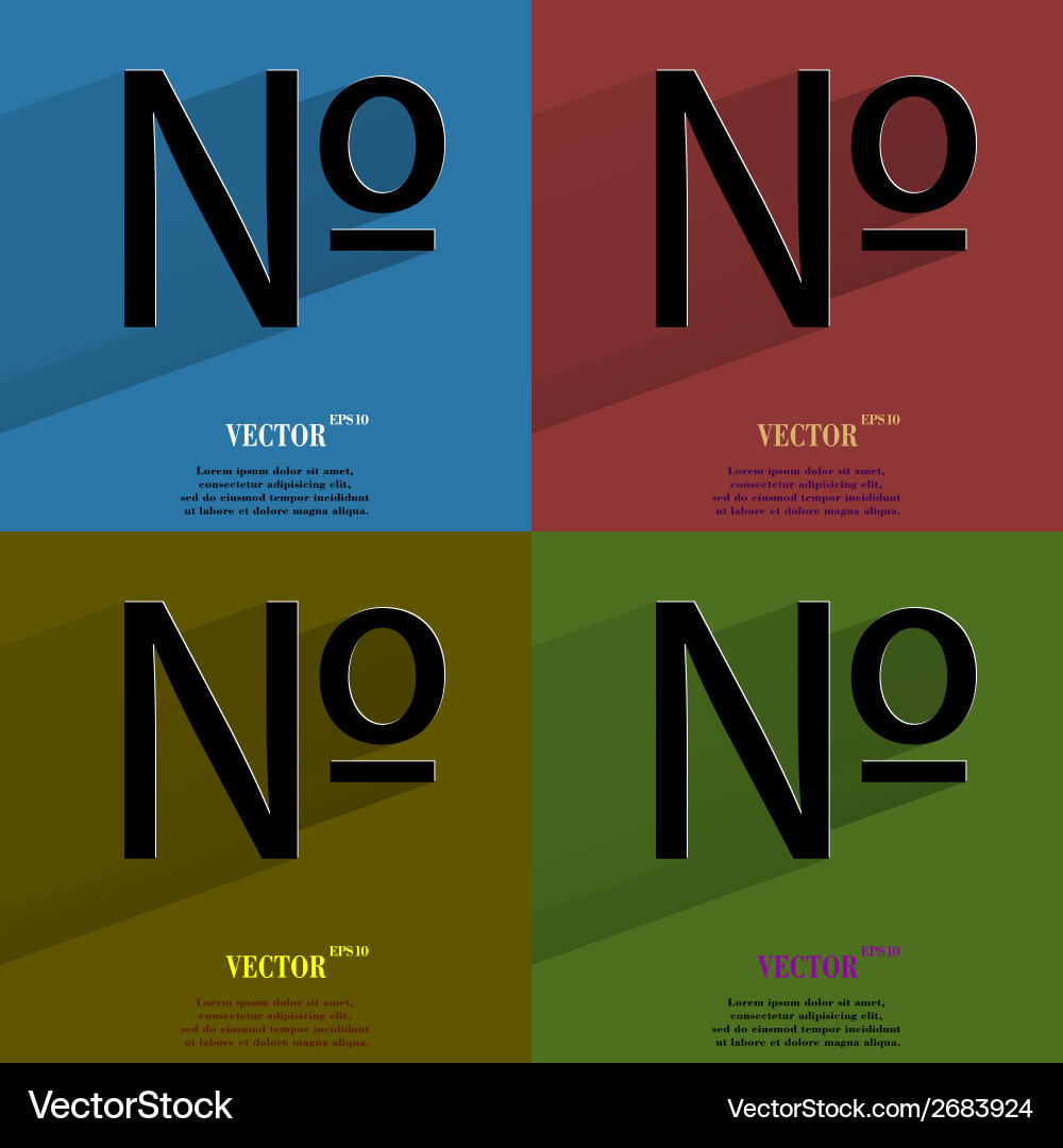 Color set number flat modern web button with long Vector Image