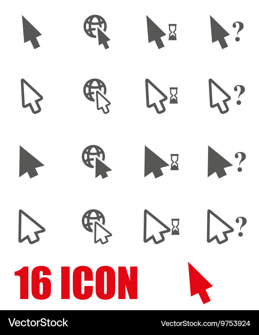 Grey cursor icon set Vector Image