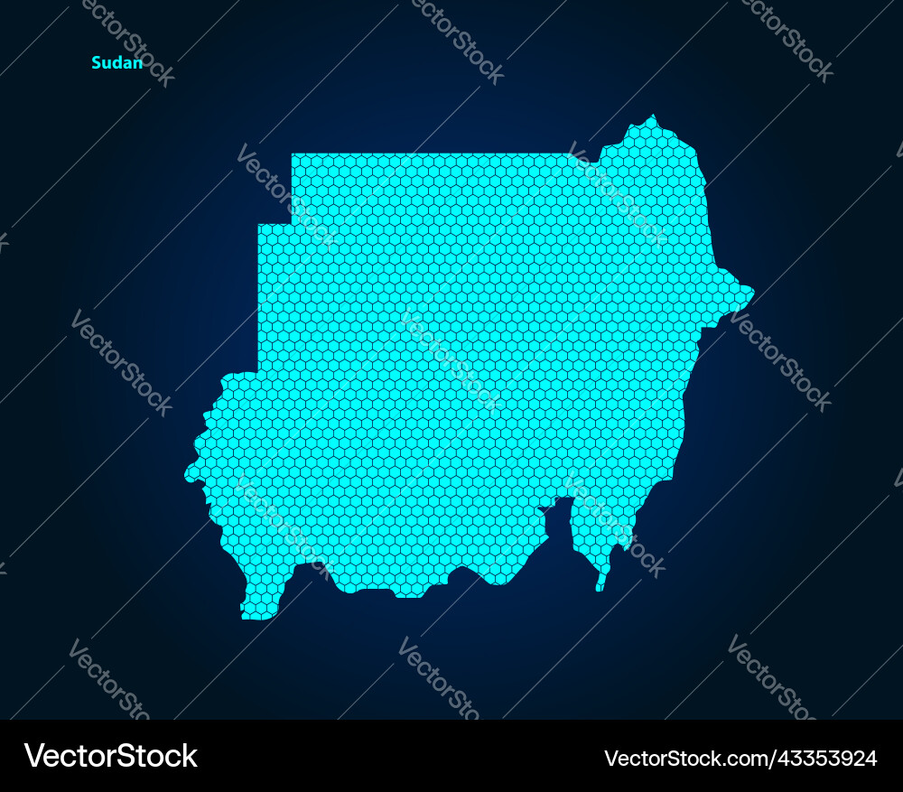 Honey comb or hexagon textured map of sudan Vector Image
