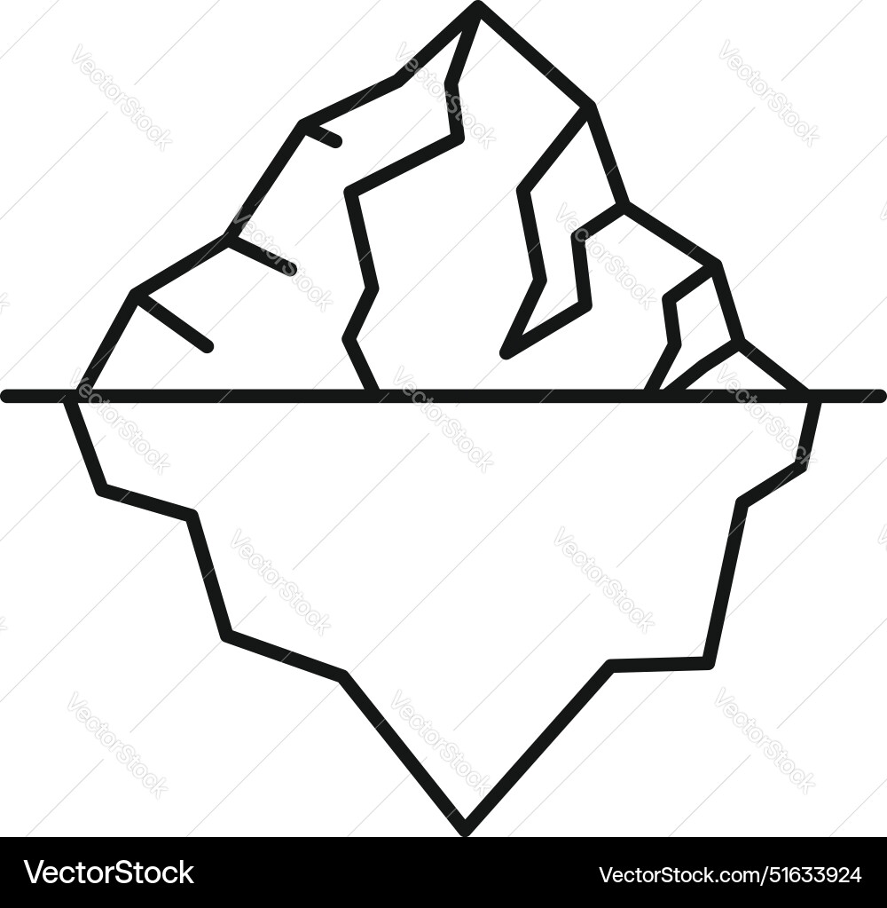 Large iceberg floating with underwater part being Large iceberg floating with underwater part being vector image