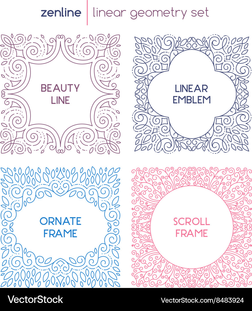 Linear abstract emblems Vector Image