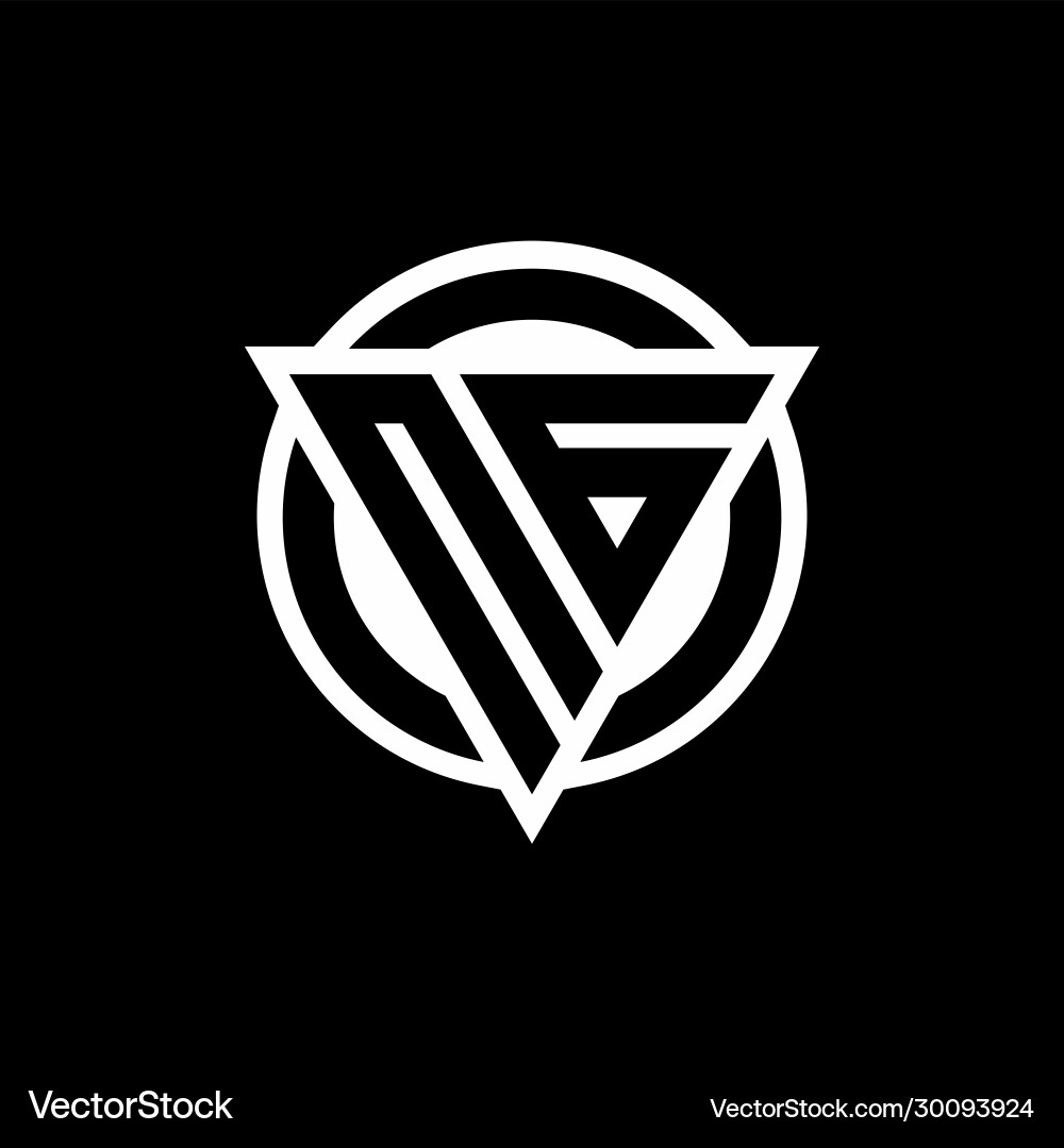 Ng logo with negative space triangle shape vector image