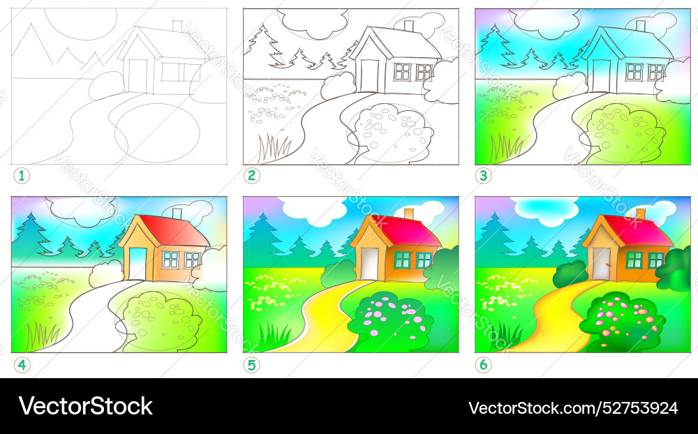 Page shows how to learn step by paint Page shows how to learn step by paint vector image