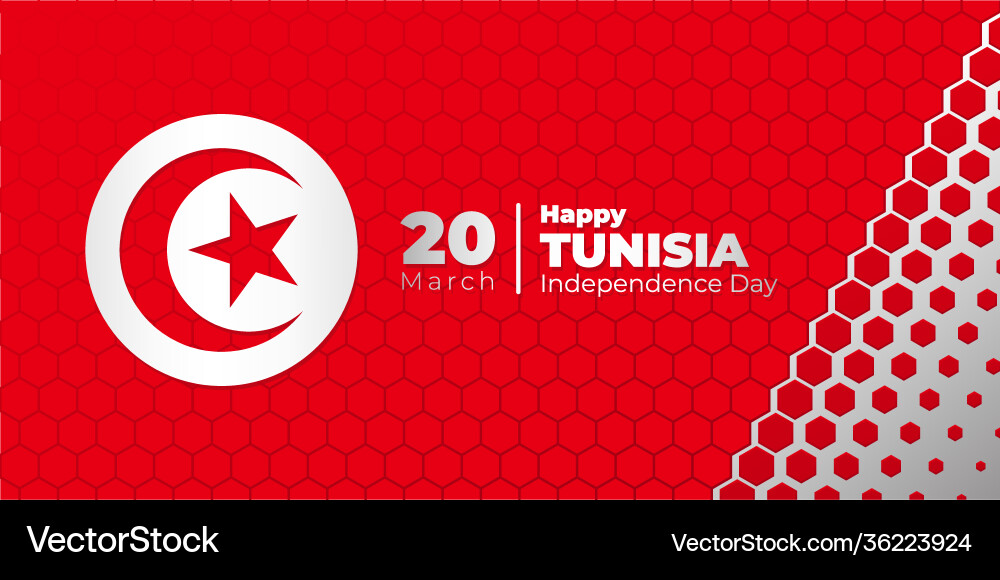 Red and white hexagonal background with tunisian vector image
