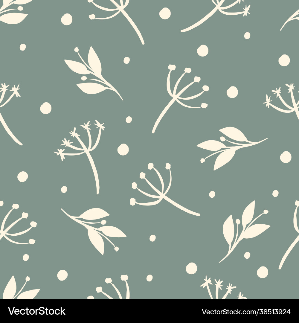 Seamless pattern different leaves and branches vector image