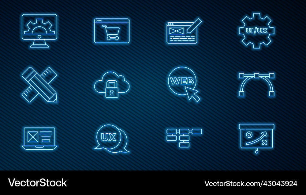 Set line planning strategy concept bezier curve Vector Image