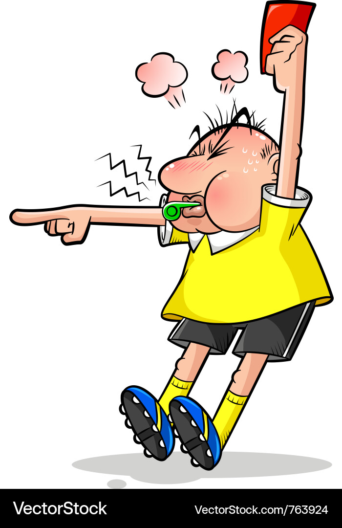 Soccer Referee Holding Red Card vector image