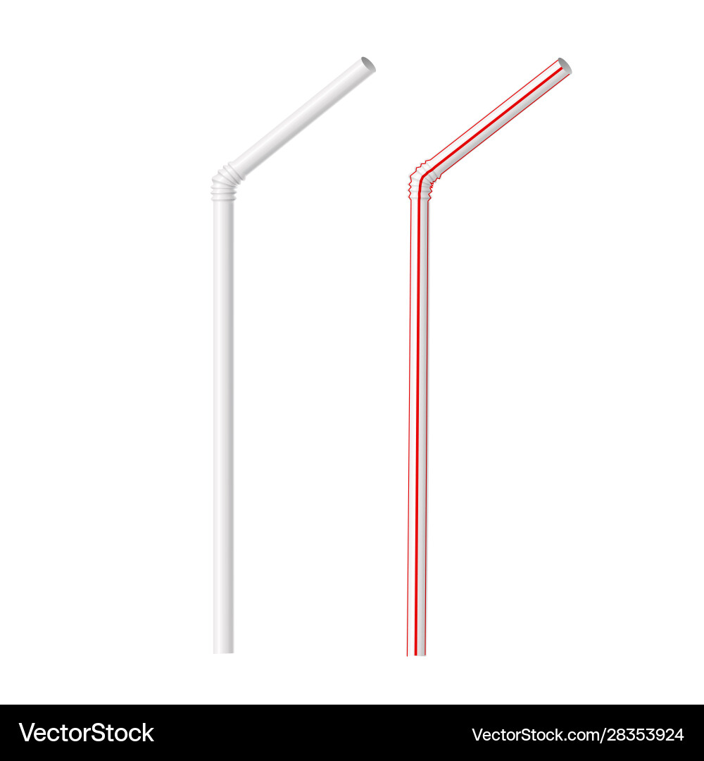 Striped red white and blank plastic straw Striped red white and blank plastic straw vector image