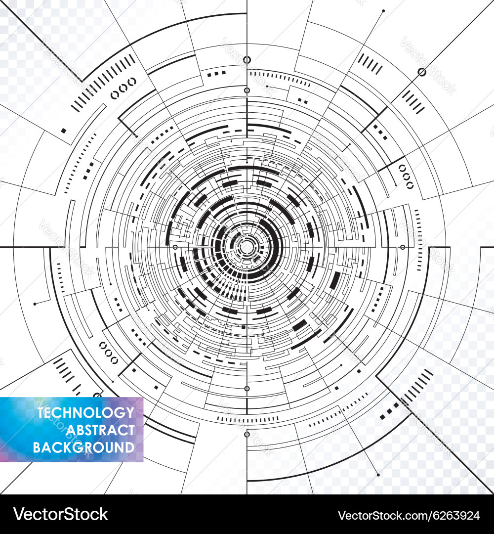 Tech Circular Blueprint Background vector image