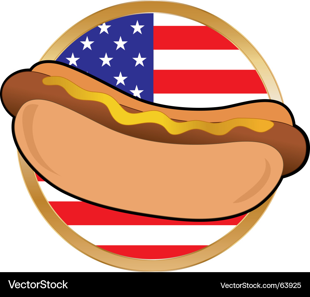 American Hot Dog mit Flagge Vektorbild