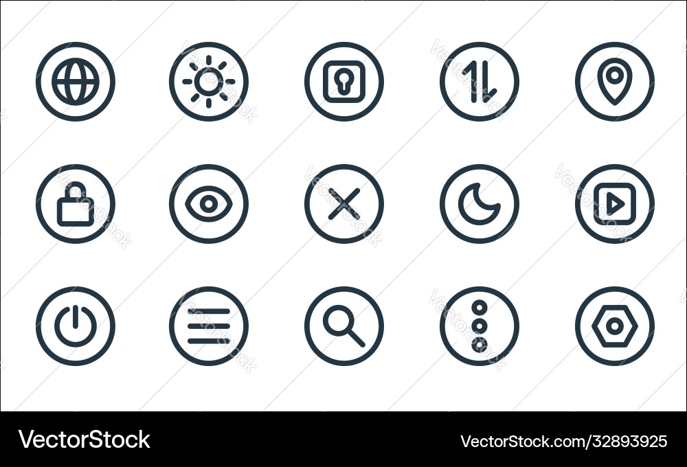 Basic ui line icons linear set quality Basic ui line icons linear set quality vector image