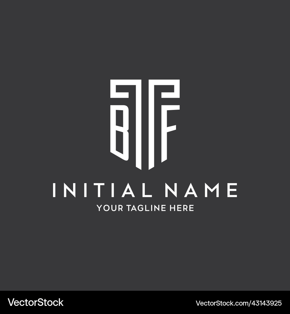 Bf monogram initial name with shield shape icon Vector Image