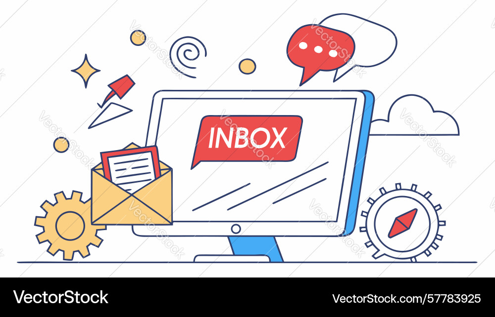 Email inbox notification on computer screen Vector Image