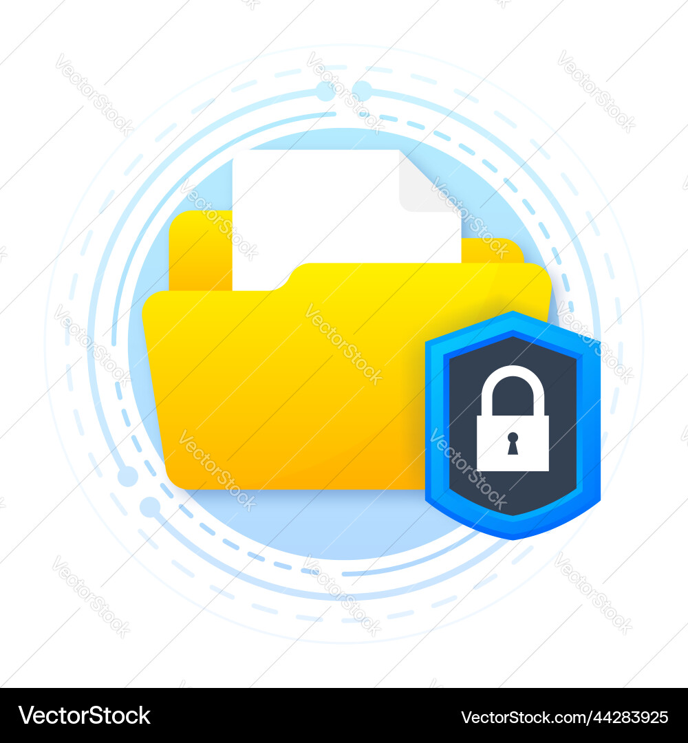 Folder protected 3d document file transfer Vector Image
