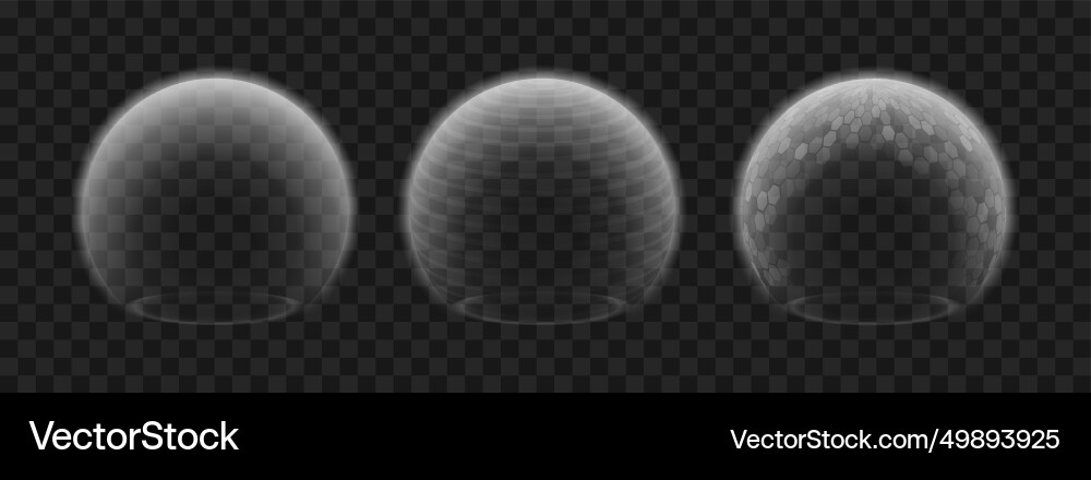 Force field shield bubble set isolated barrier Force field shield bubble set isolated barrier vector image