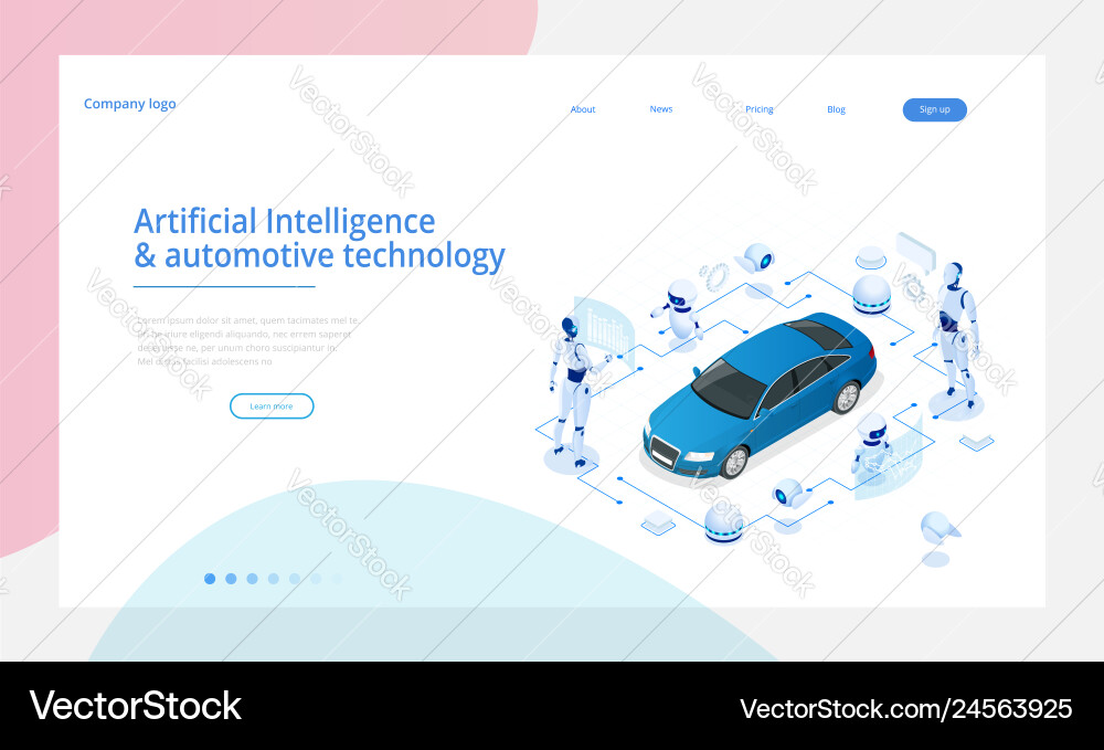 Isometric cybernetic robots works with a virtual Isometric cybernetic robots works with a virtual Vector Image